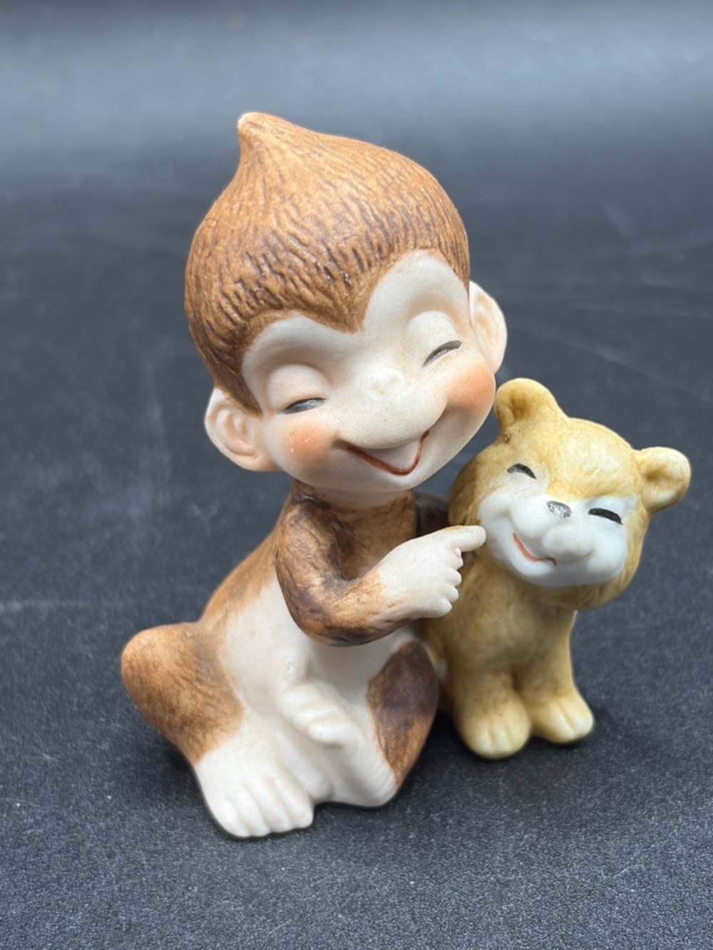 1975 George Good Vintage Kitsch Anthropomorphic Monkey & Dog Ceramic Figurine